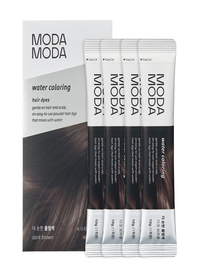 MODA MODA MODAMODA Water Coloring Hair Dye - Individually Packed Water-Activated Dark Brown Hair Color Powder with Polyphenols - Gentle, Vegan and for All Hair Types (0.35 oz, 4 Packets) - Image 1